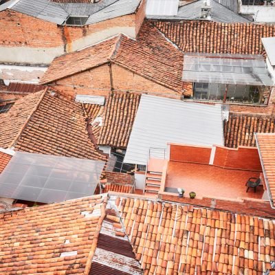 Roofs of old colonial buildings in Quito, Ecuador.